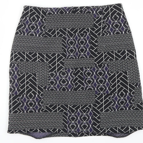New Look Womens Blue Geometric  A-Line Skirt Size 6