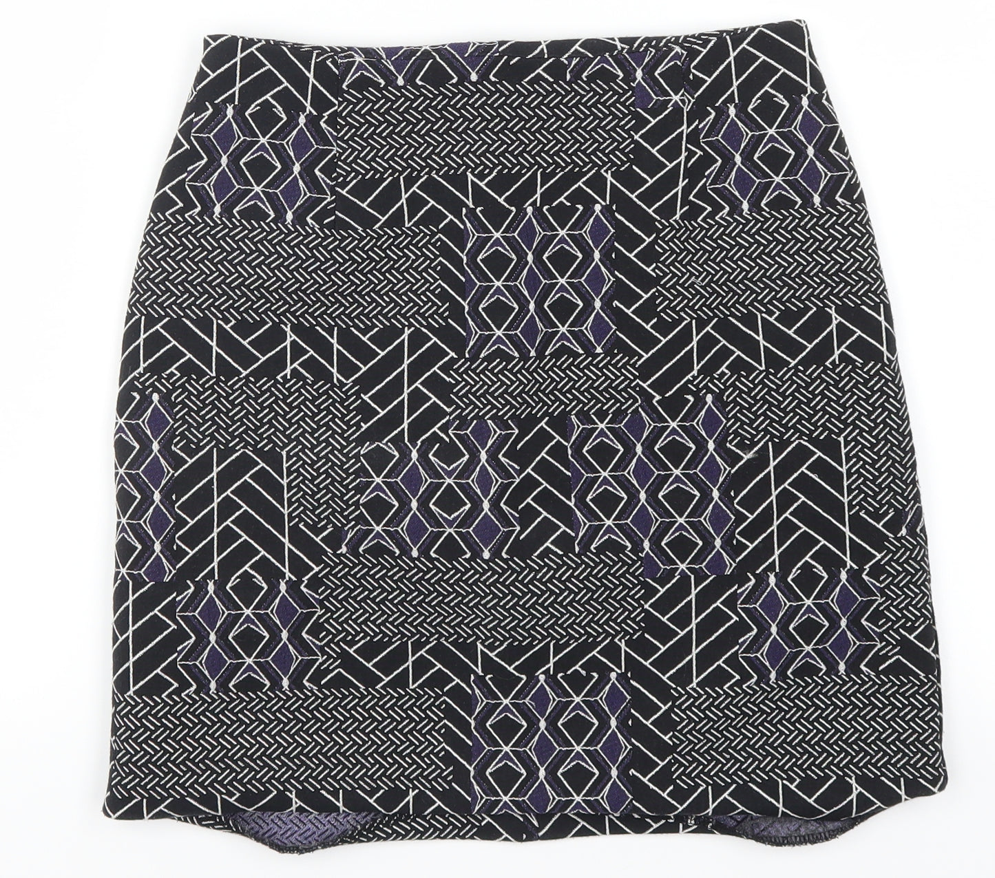 New Look Womens Blue Geometric  A-Line Skirt Size 6
