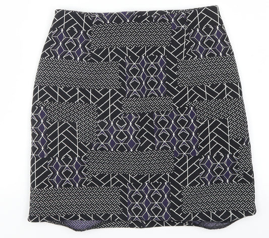 New Look Womens Blue Geometric  A-Line Skirt Size 6
