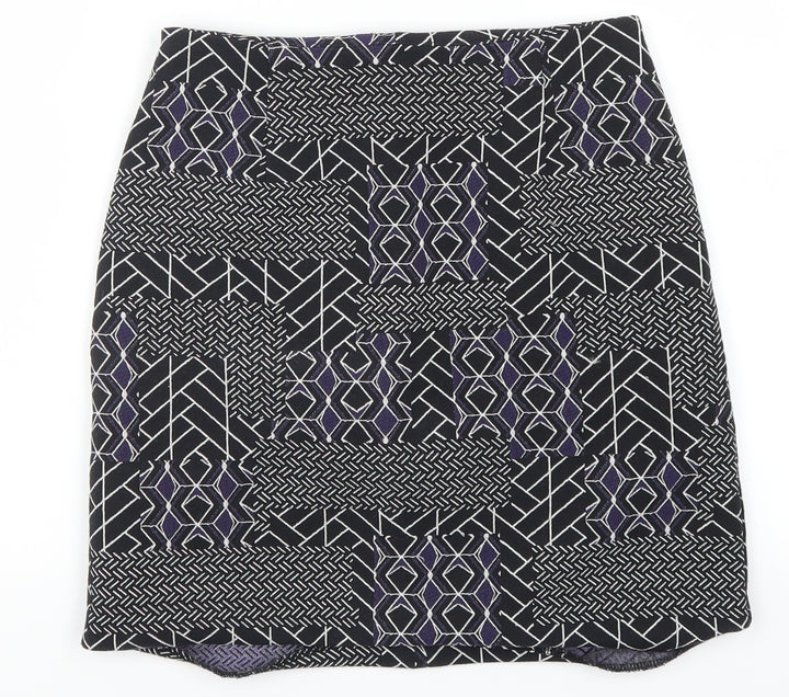 New Look Womens Blue Geometric  A-Line Skirt Size 6