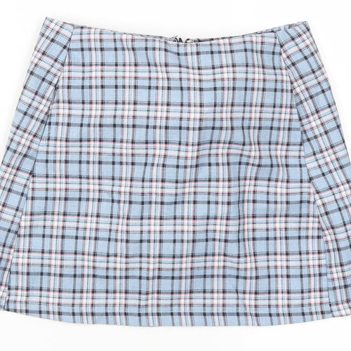 Preworn Womens Blue Check  A-Line Skirt Size XS
