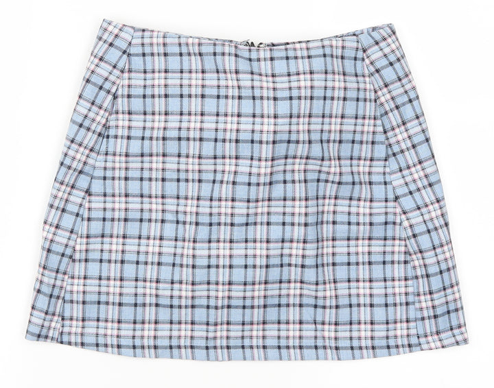 Preworn Womens Blue Check  A-Line Skirt Size XS