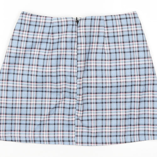 Preworn Womens Blue Check  A-Line Skirt Size XS
