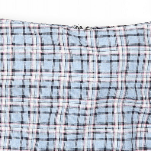 Preworn Womens Blue Check  A-Line Skirt Size XS
