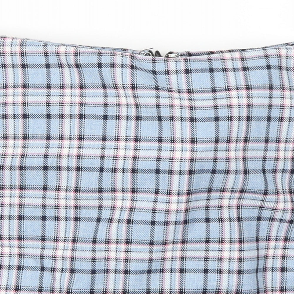 Preworn Womens Blue Check  A-Line Skirt Size XS