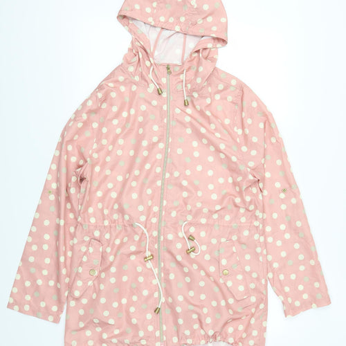 Atmosphere Womens Pink Polka Dot  Parka Coat Size 10