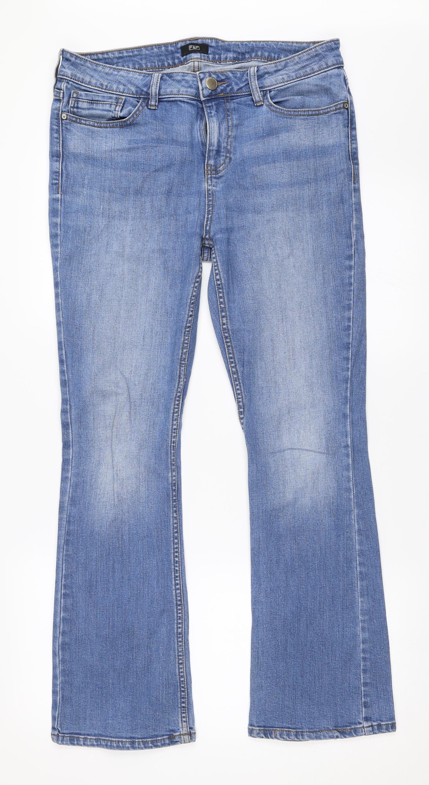 F&F Womens Blue  Denim Bootcut Jeans Size 12 L29 in
