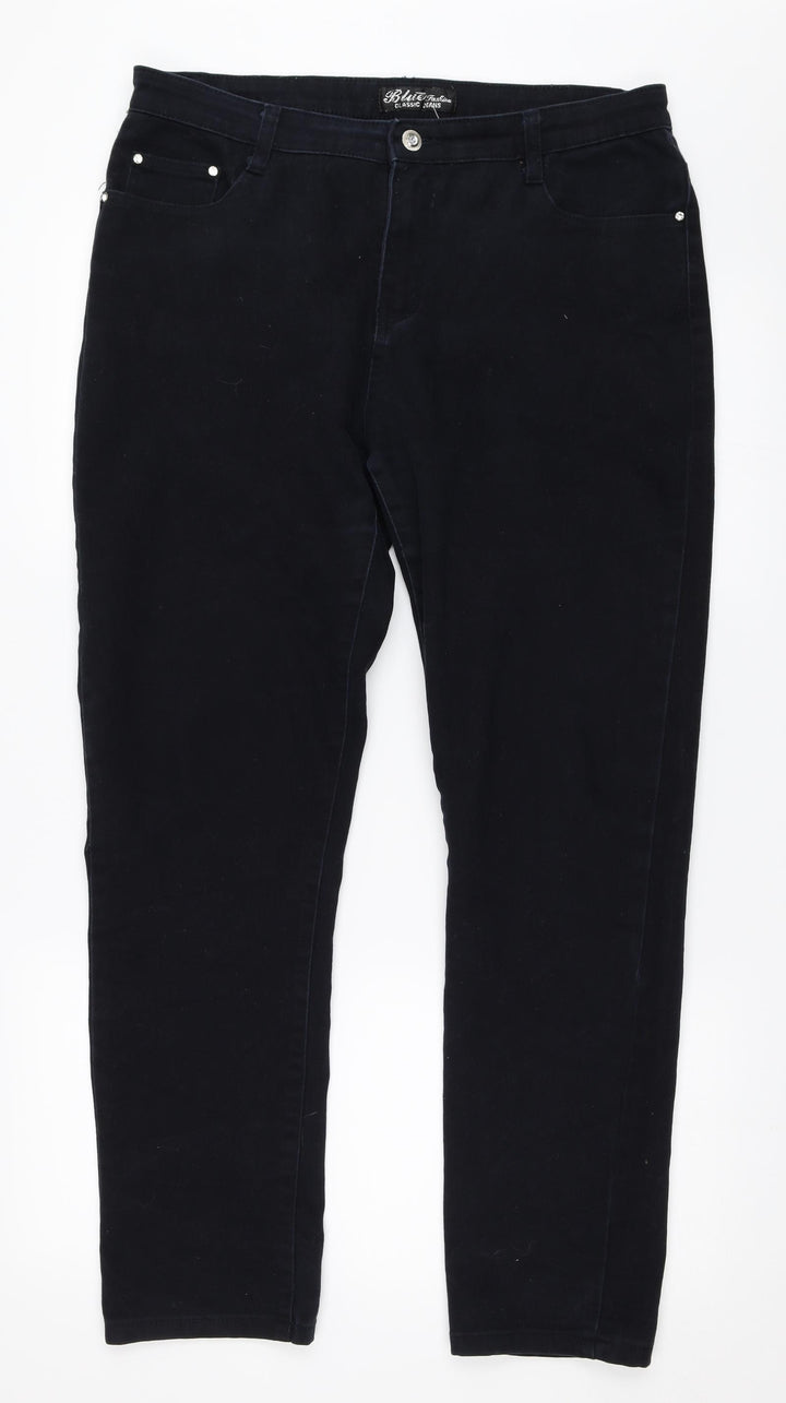 Blue Fashion Womens Black Denim Straight Jeans Size 34 in L29 in