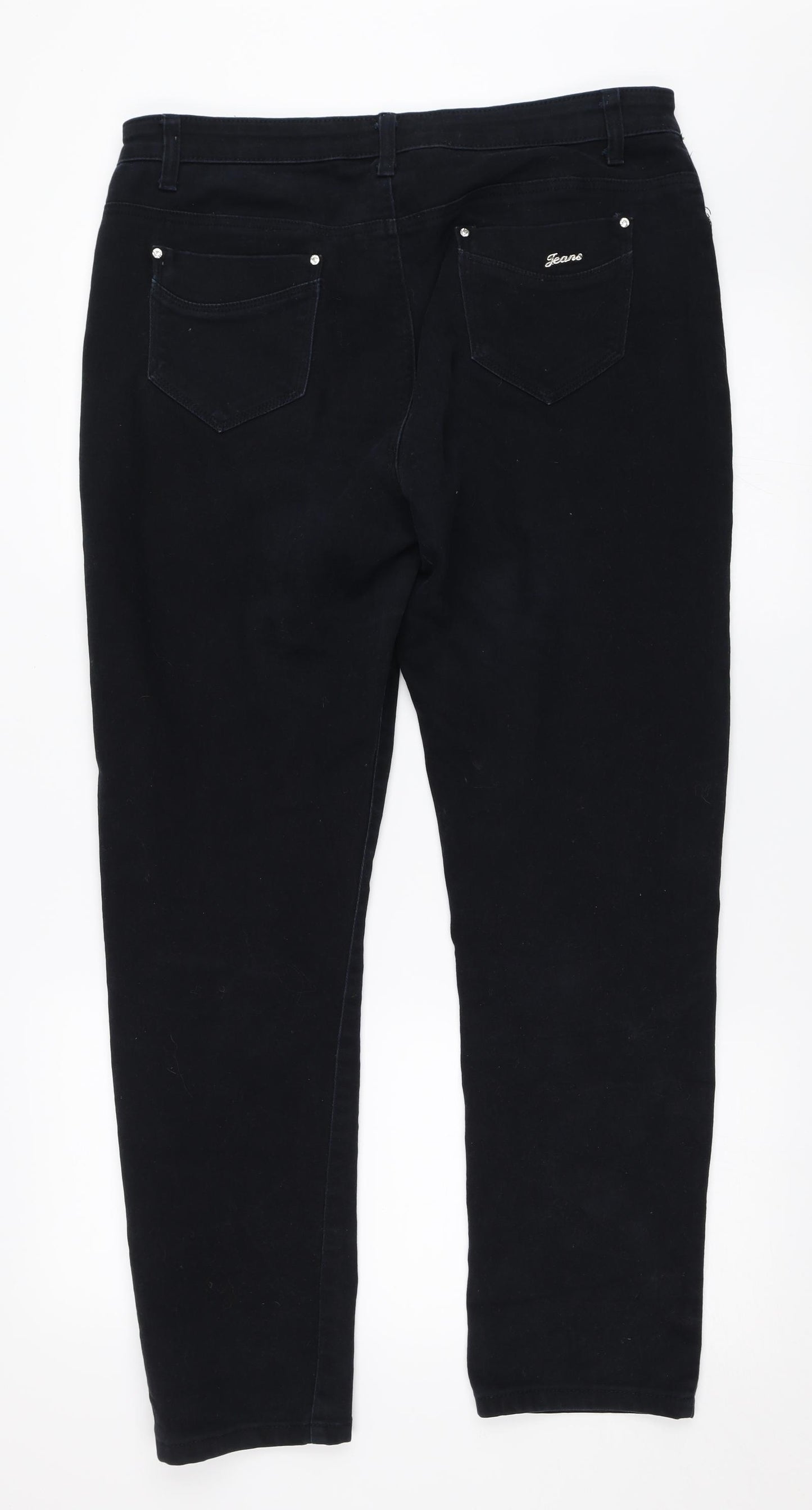 Blue Fashion Womens Black  Denim Straight Jeans Size 34 in L29 in