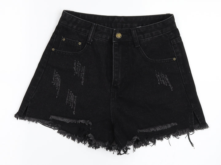 Preworn Womens Black Denim Hot Pants Shorts Size 27 in