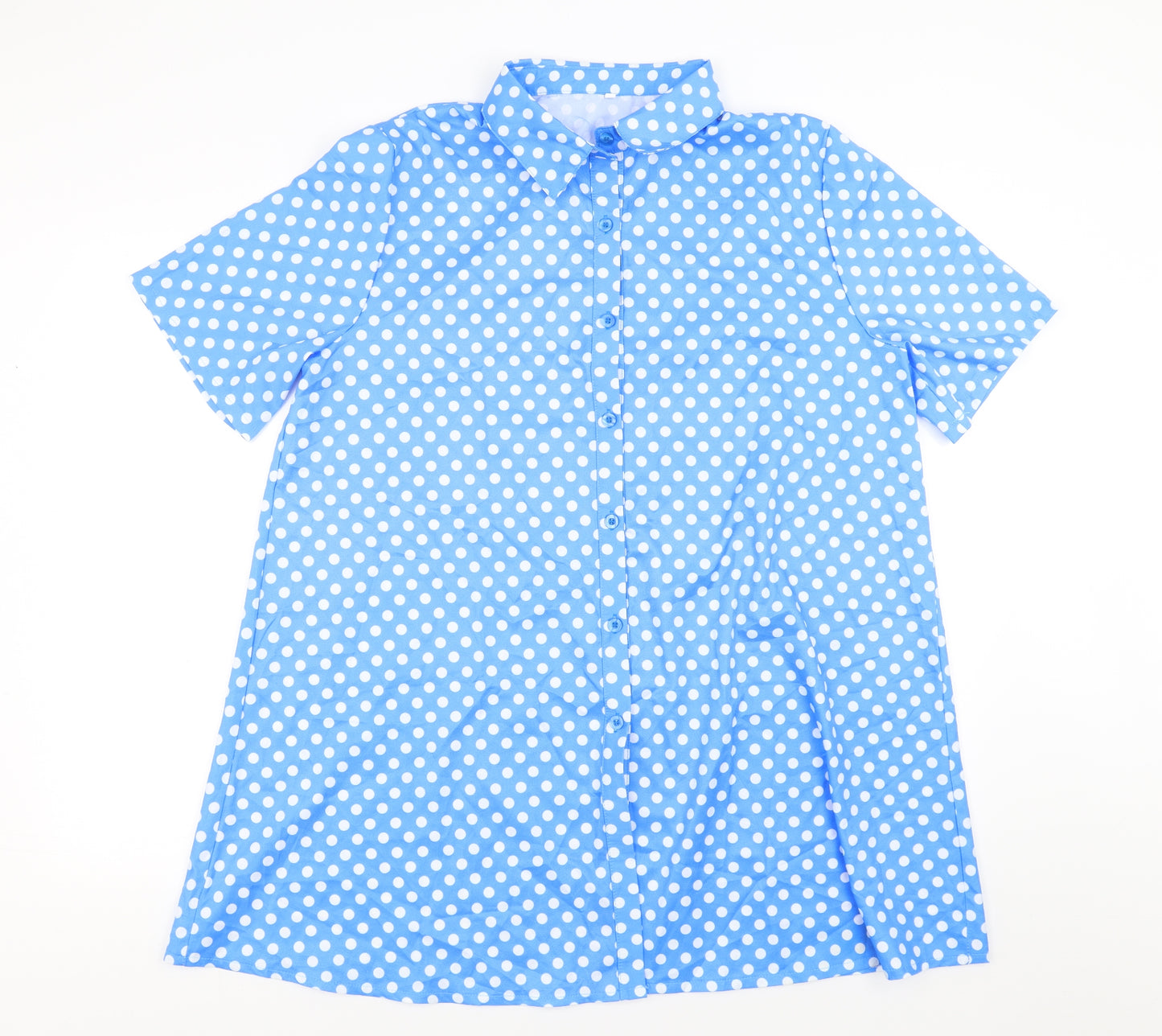 Preworn Womens Blue Polka Dot  Basic Blouse Size 4XL
