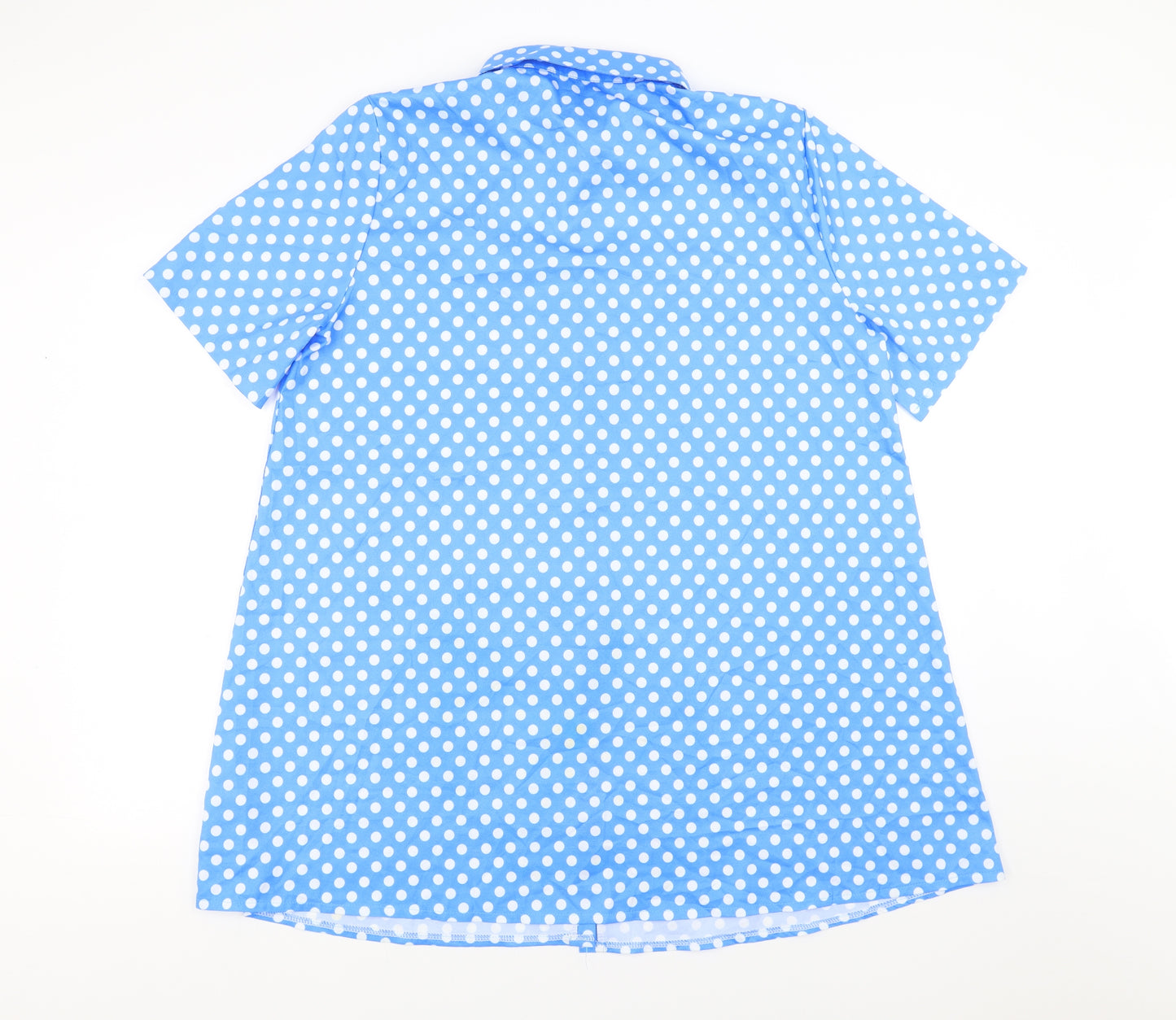 Preworn Womens Blue Polka Dot  Basic Blouse Size 4XL