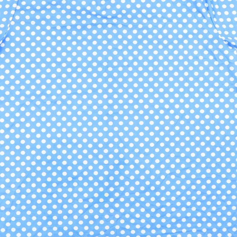 Preworn Womens Blue Polka Dot  Basic Blouse Size 4XL