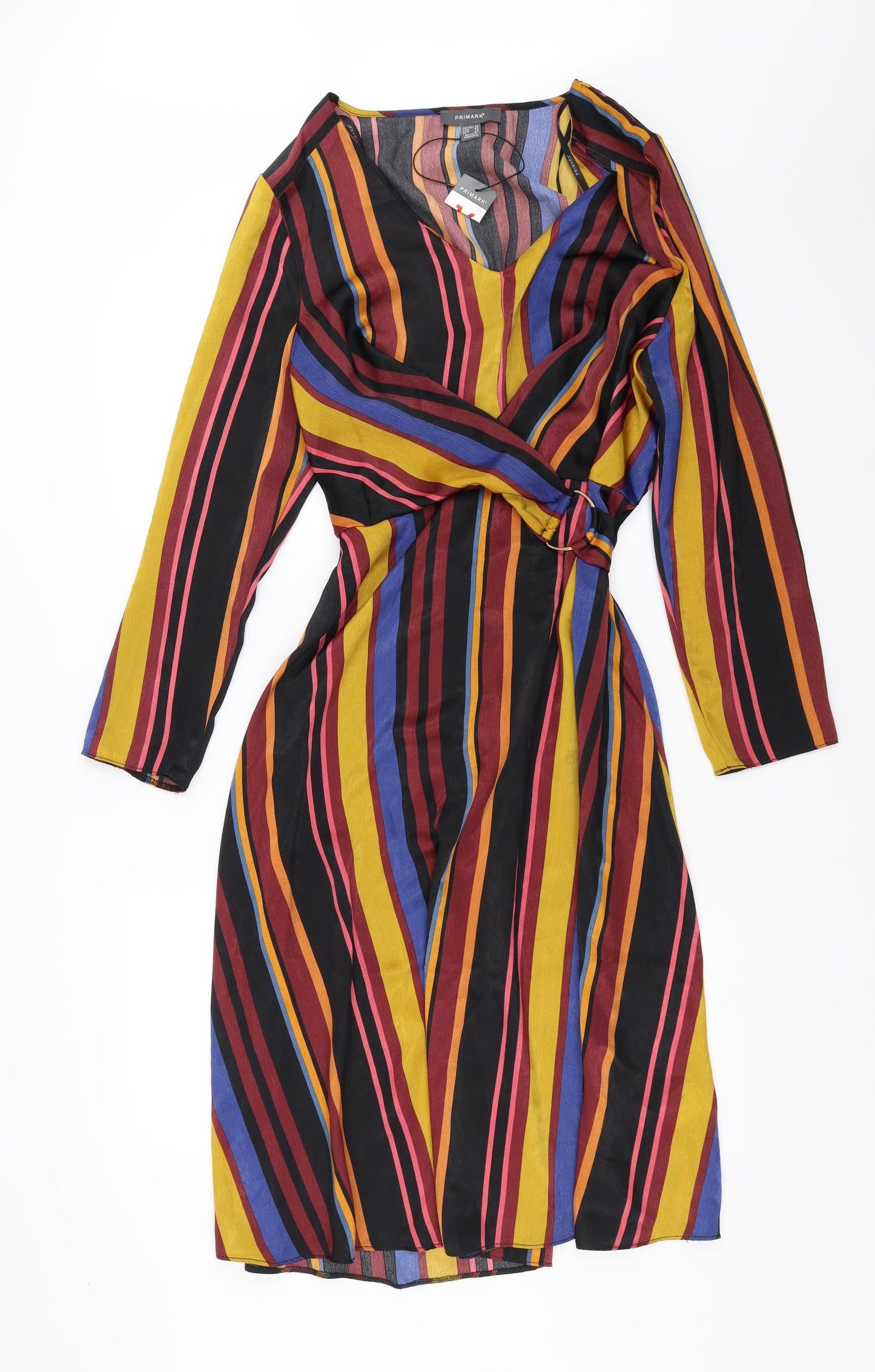 Primark Womens Multicoloured Striped  Wrap Dress  Size 14