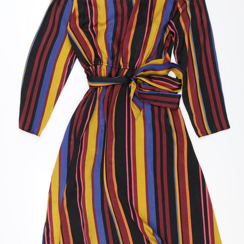 Primark Womens Multicoloured Striped  Wrap Dress  Size 14