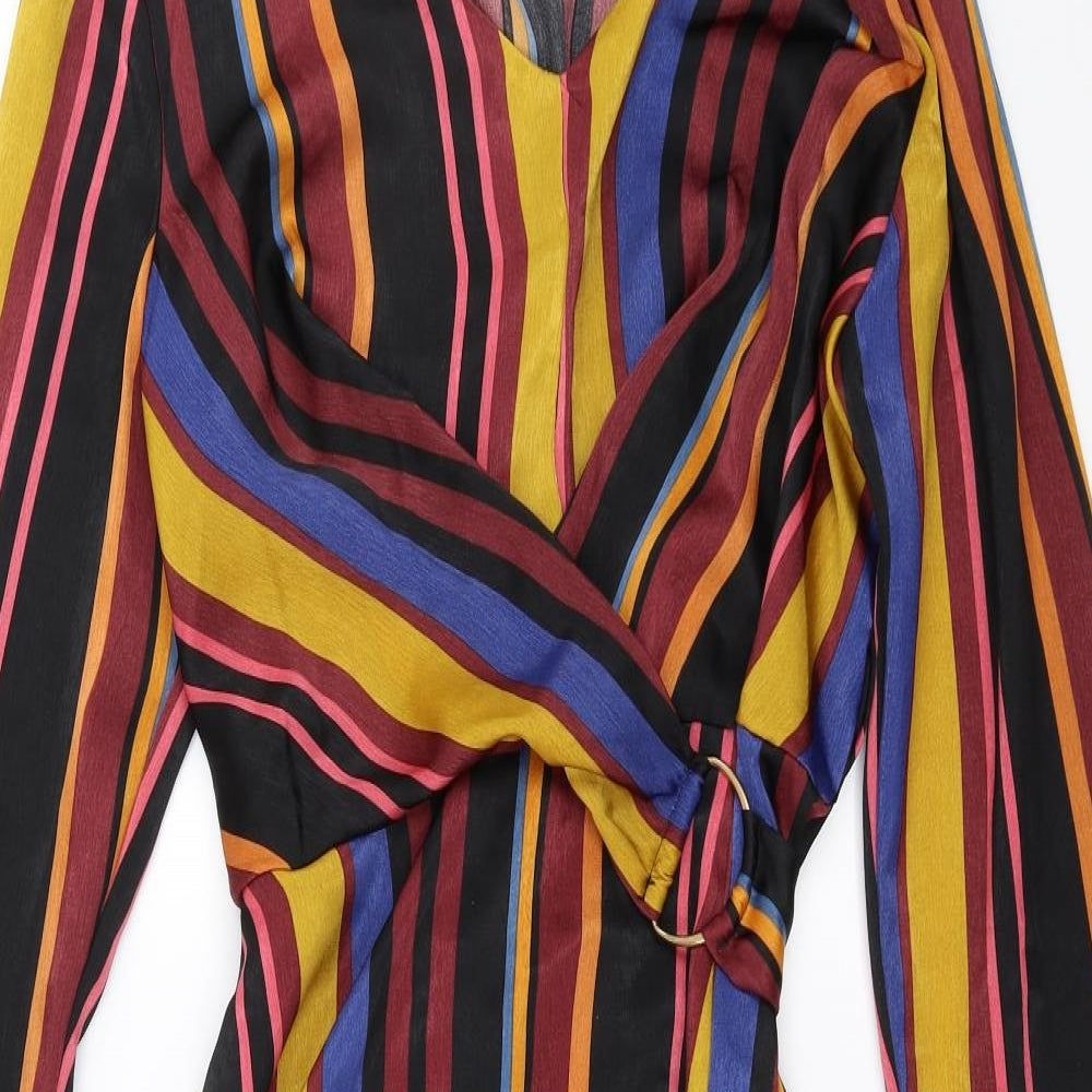 Primark Womens Multicoloured Striped  Wrap Dress  Size 14