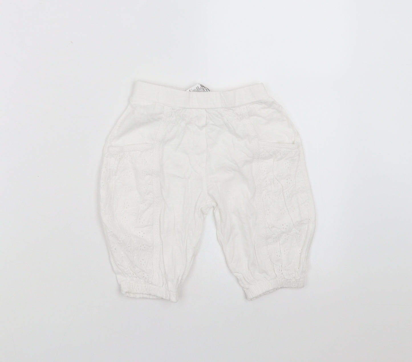 NEXT Girls White    Trousers Size 9-12 Months  - crochet detail