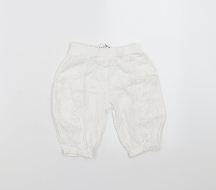 NEXT Girls White    Trousers Size 9-12 Months  - crochet detail