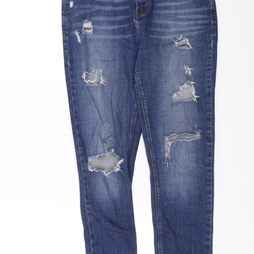 Topshop Womens Blue  Denim Skinny Jeans Size 30 in L26 in - Distressed