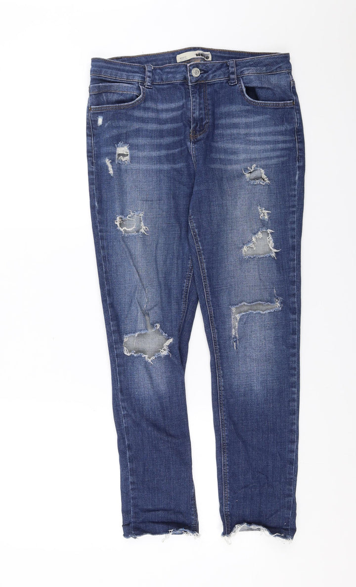 Topshop Womens Blue Denim Skinny Jeans Size 30 in L26 in - Distressed