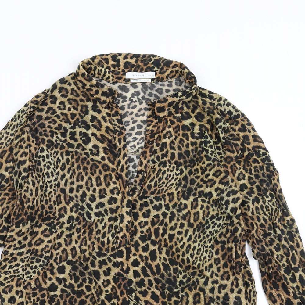 RESERVED Womens Brown Animal Print  Basic Blouse Size 10