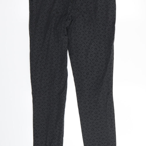 Primark Womens Black Floral  Trousers  Size 8 L29 in