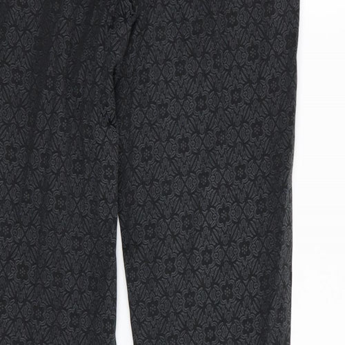 Primark Womens Black Floral  Trousers  Size 8 L29 in