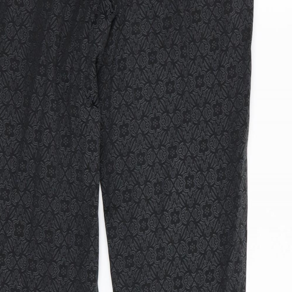 Primark Womens Black Floral  Trousers  Size 8 L29 in