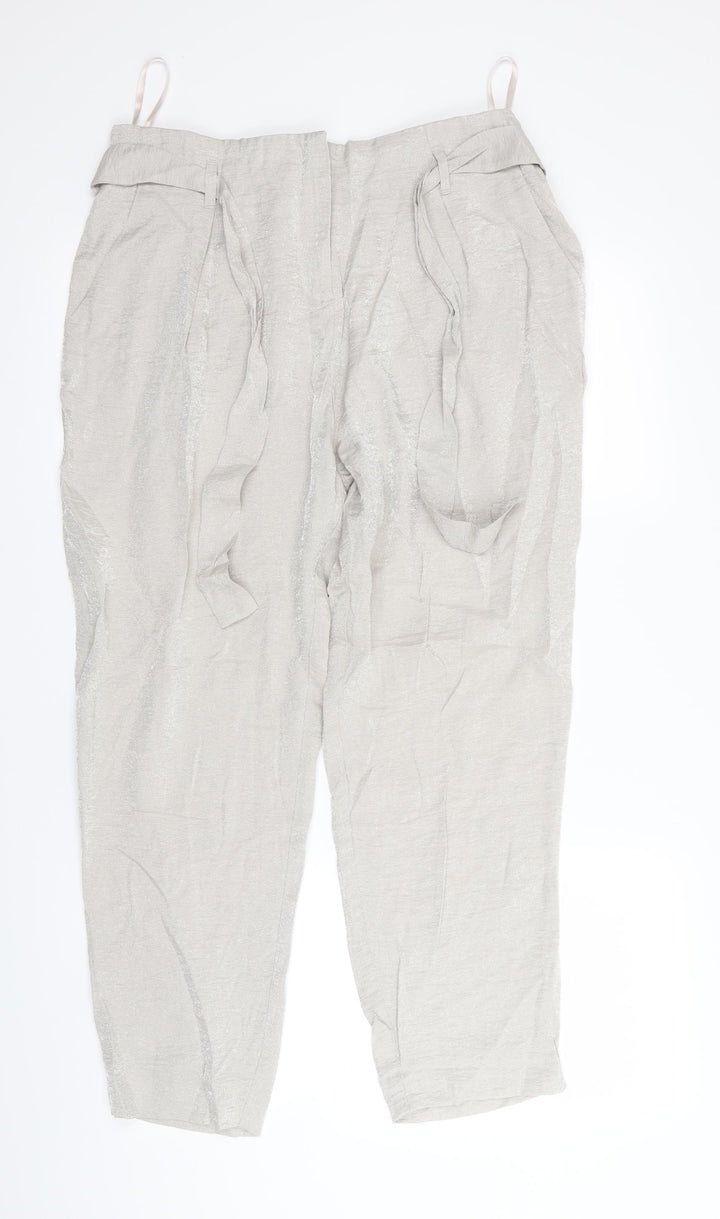River Island Womens Silver Trousers Size 14 L26 in