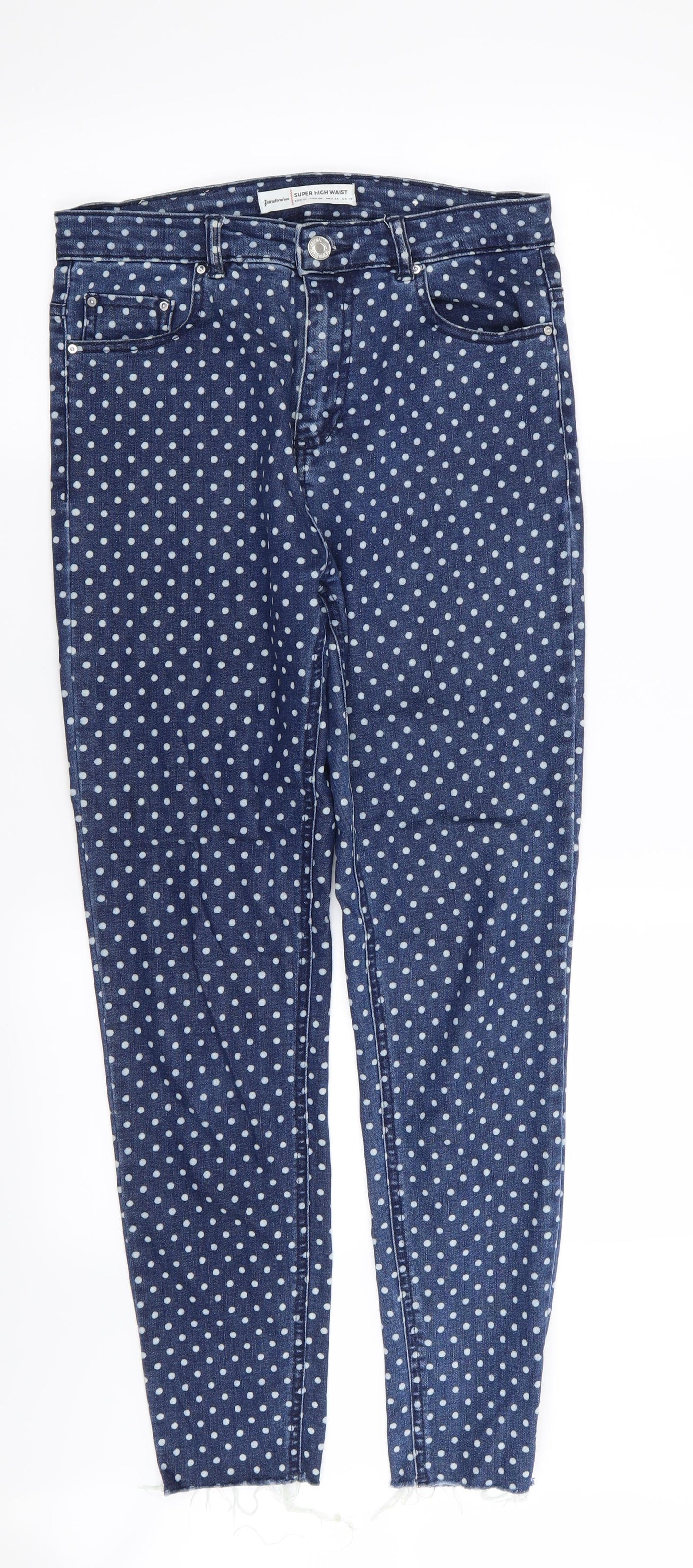 stardivarious Womens Blue Polka Dot  Skinny Jeans Size 10 L28 in