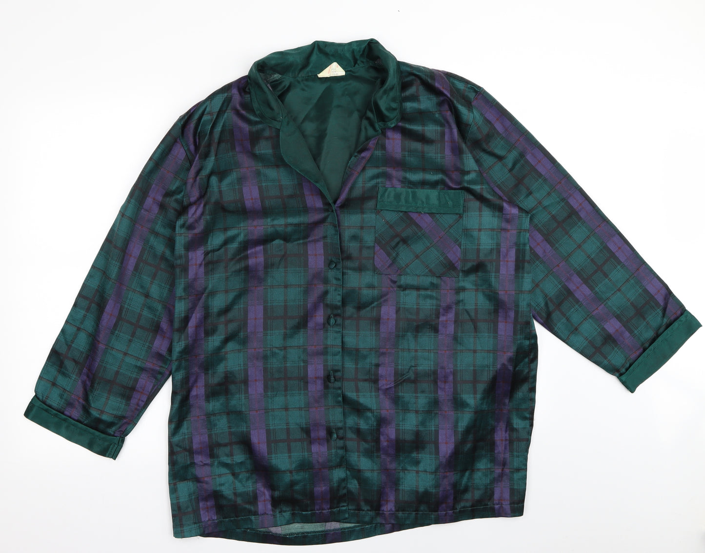 selena Womens Green Check  Top Pyjama Top Size 18
