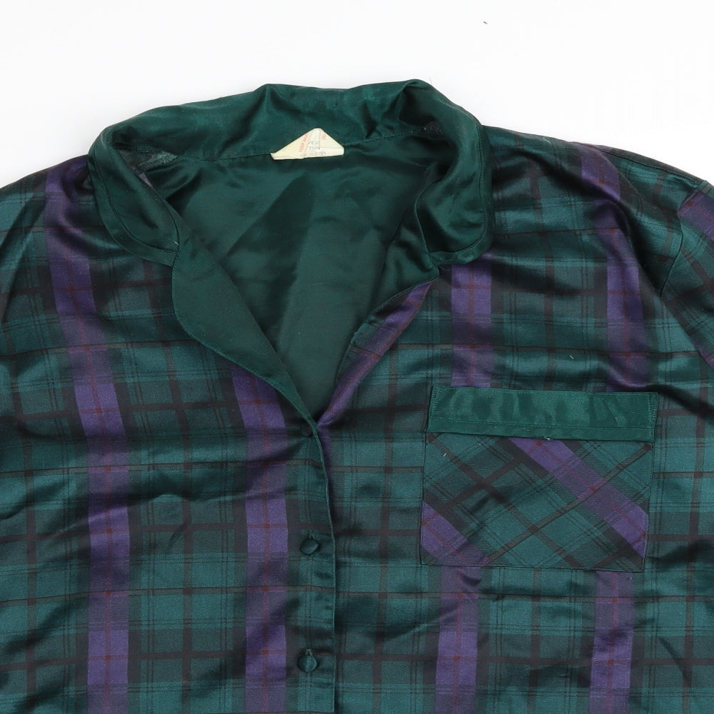 selena Womens Green Check  Top Pyjama Top Size 18