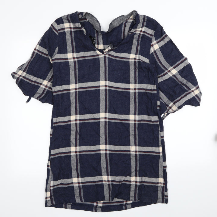 New Look Womens Blue Check Fit & Flare Size 10