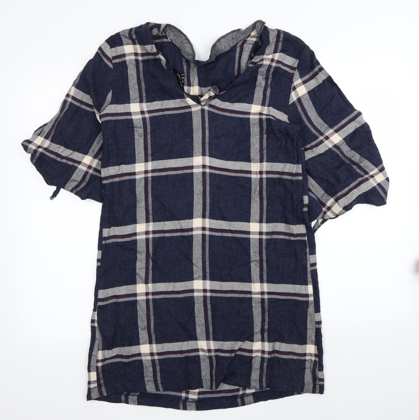 New Look Womens Blue Check  Fit & Flare  Size 10