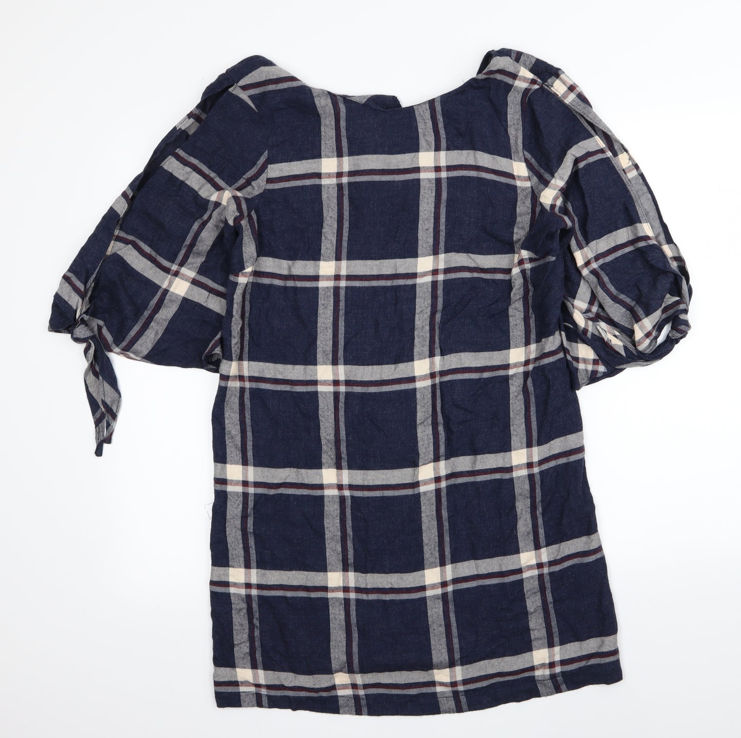 New Look Womens Blue Check  Fit & Flare  Size 10