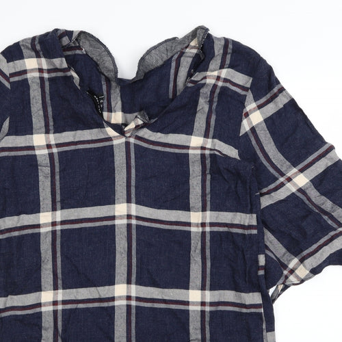 New Look Womens Blue Check  Fit & Flare  Size 10