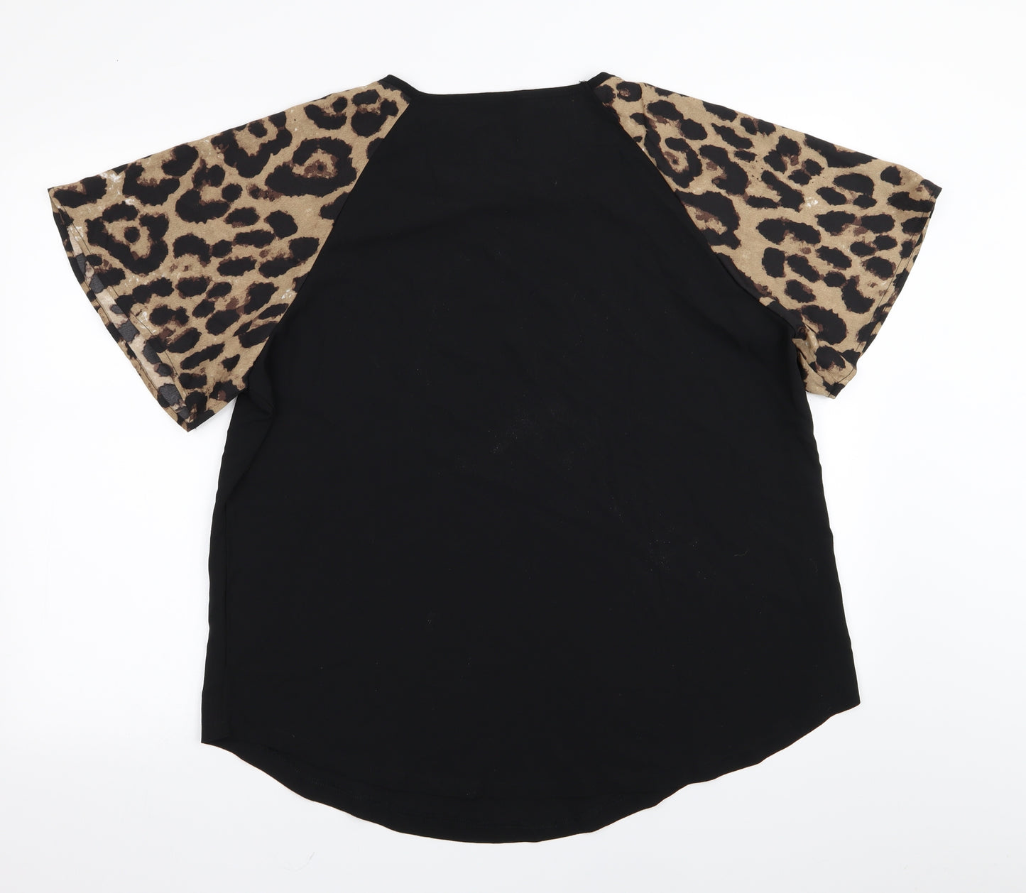 SheIn Womens Black Animal Print  Basic T-Shirt Size 2XL