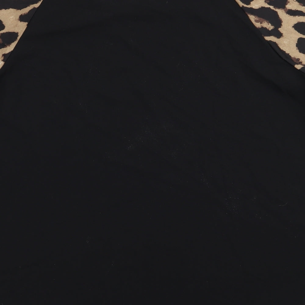 SheIn Womens Black Animal Print  Basic T-Shirt Size 2XL