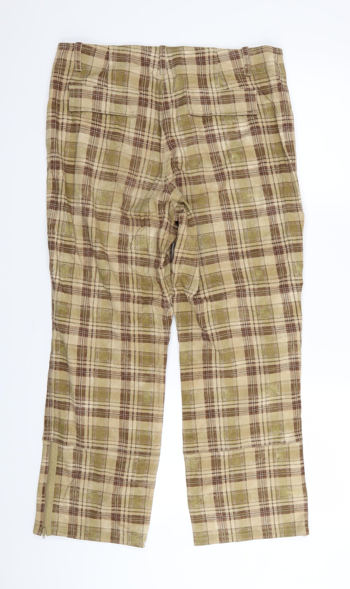 Taifun Womens Beige Check  Trousers  Size 30 in L26 in