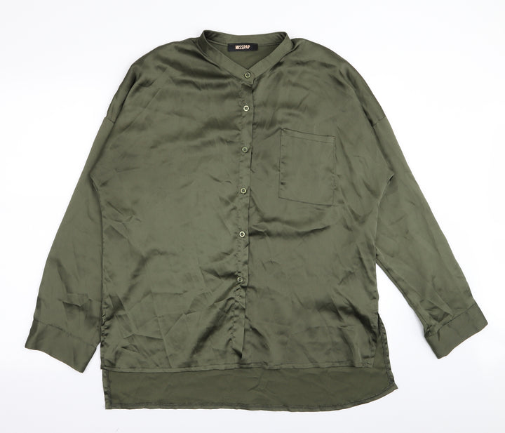 Misspap Womens Green Basic Button-Up Size 12