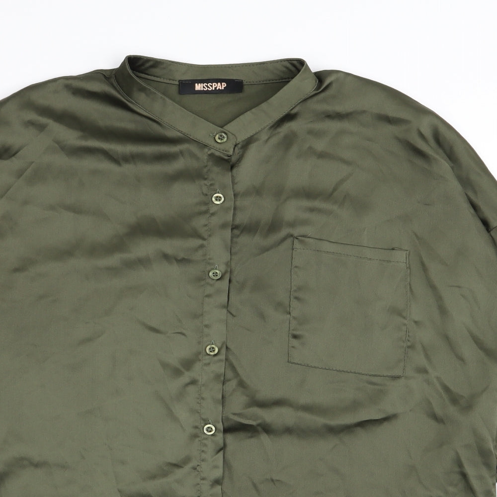Misspap Womens Green   Basic Button-Up Size 12