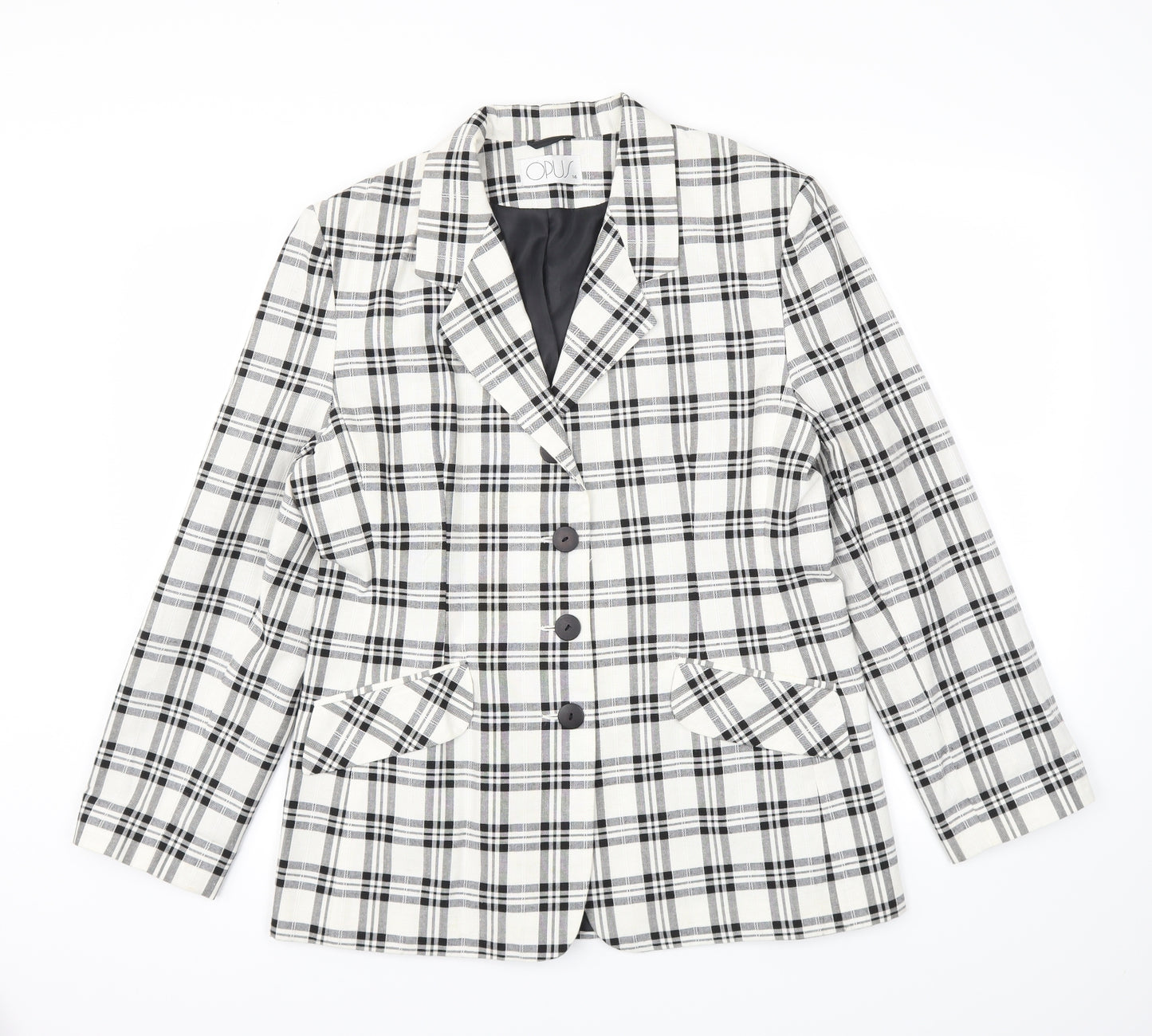 OPUS Womens Black Check  Jacket Blazer Size 14