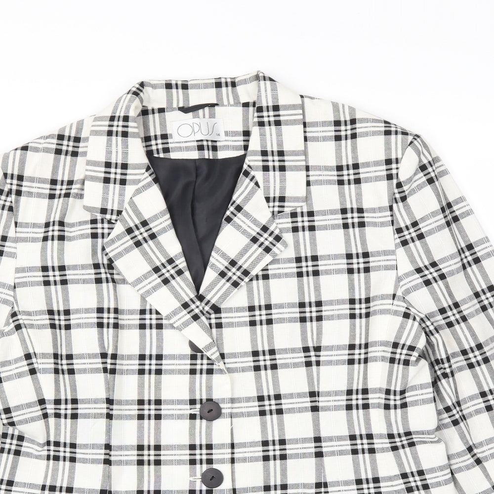 OPUS Womens Black Check  Jacket Blazer Size 14