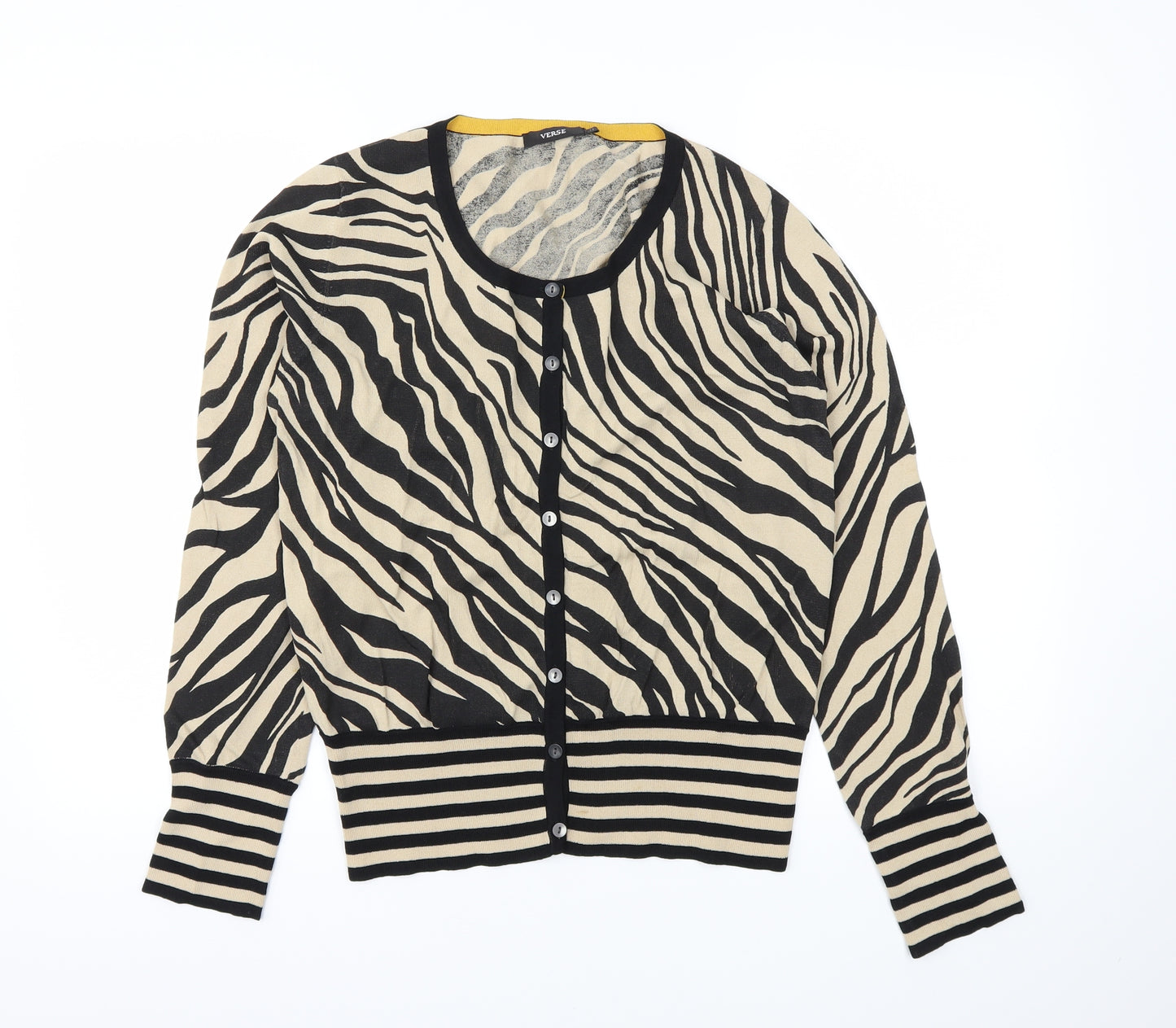 VERSE Womens Brown Animal Print  Cardigan Jumper Size 12