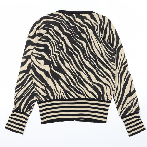 VERSE Womens Brown Animal Print  Cardigan Jumper Size 12