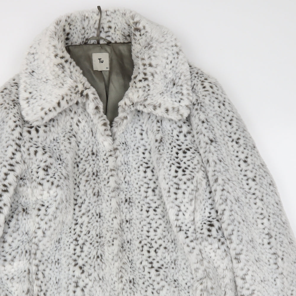 TU Womens Grey Animal Print  Jacket Coat Size 22