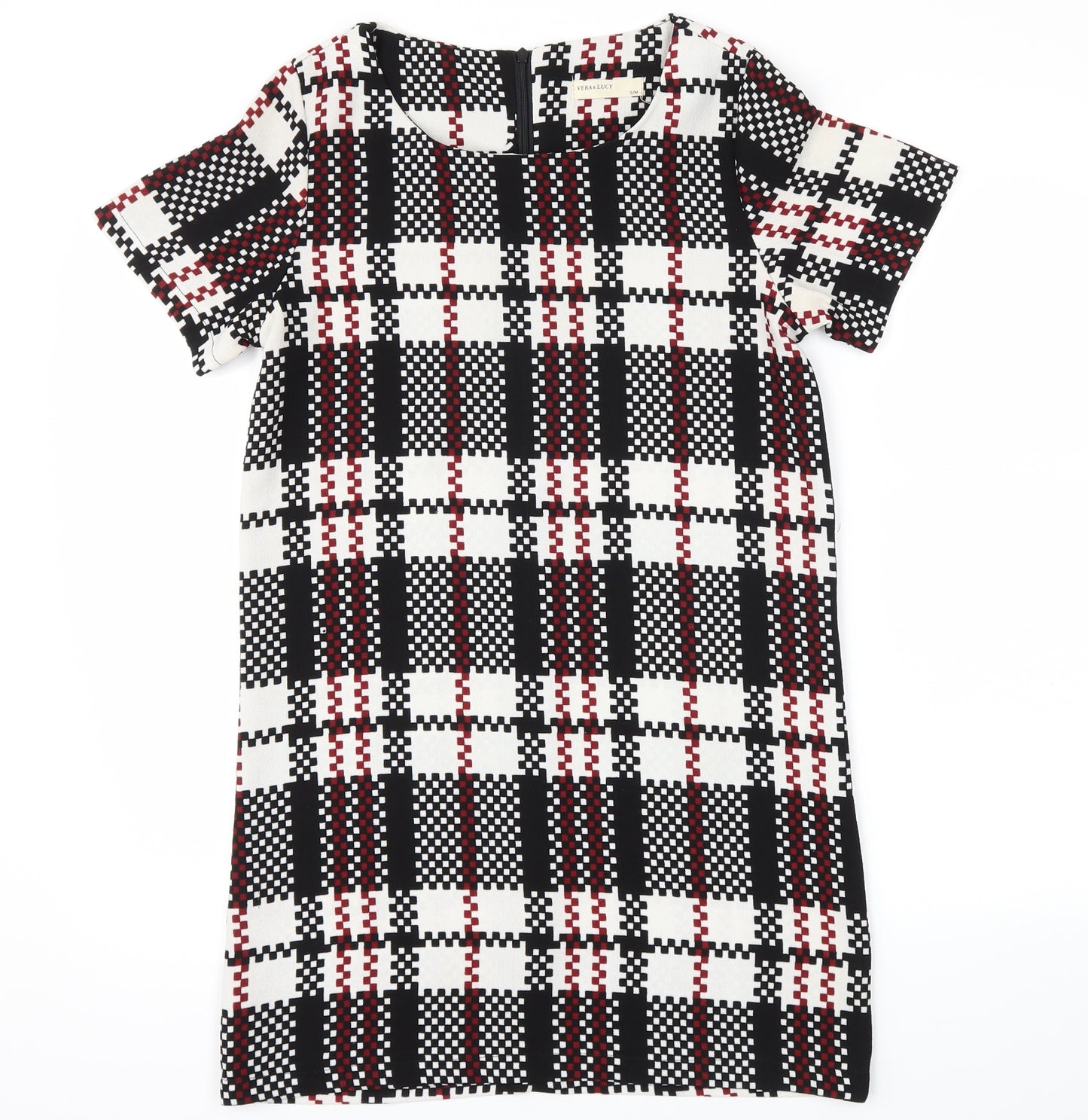 Vera & Lucy Womens Black Check  A-Line  Size M
