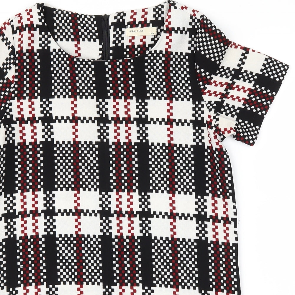 Vera & Lucy Womens Black Check  A-Line  Size M
