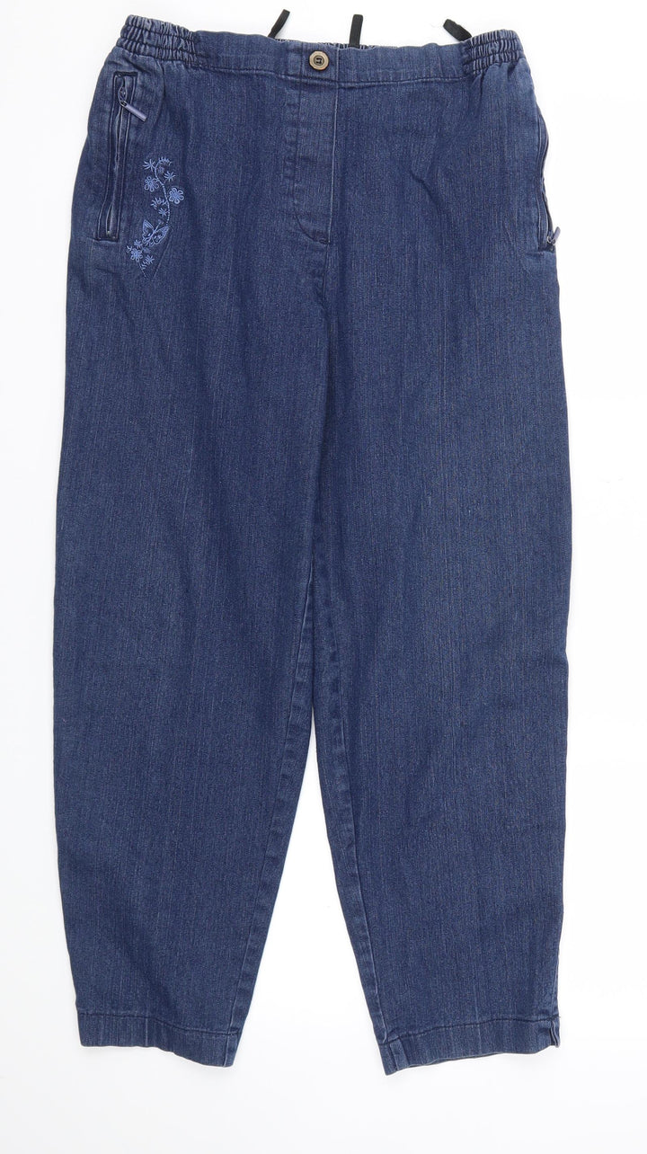 main Womens Blue Straight Jeans Size 12 L26 in - Stretch waistband