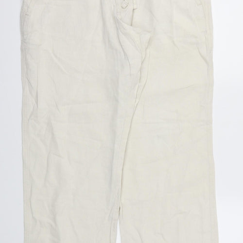 M&S Womens Ivory Houndstooth  Trousers  Size 36 L29 in
